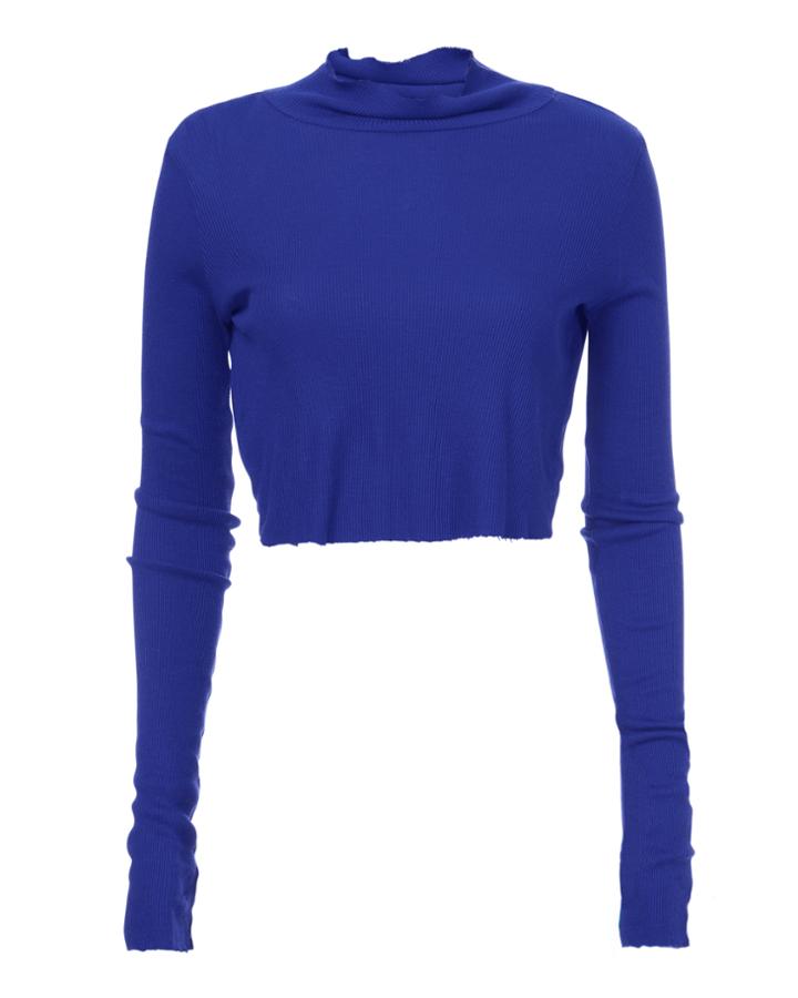 Cotton Citizen Melbourne Blue Cropped Turtleneck Blue-med L