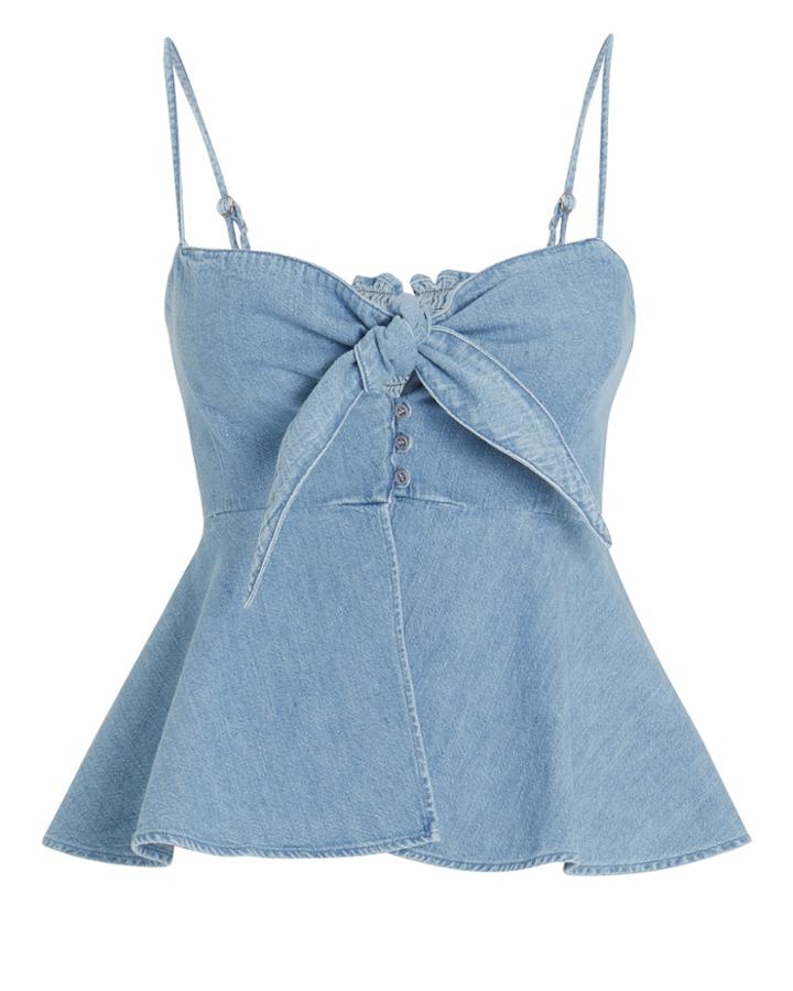 Levi's Senorita Tie-front Denim Top Light Blue Denim L