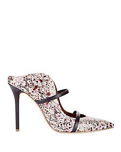 Malone Souliers Maureen Double Strap Splatter Snakeskin Mules