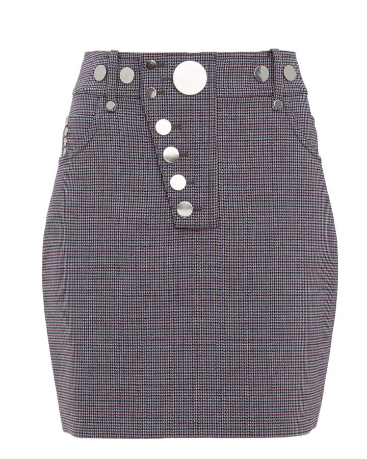 Alexander Wang Snap Detail High Waist Mini Skirt Grey-lt 2