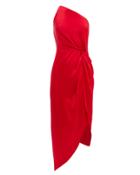 Michelle Mason Twist Knot One Shoulder Dress Red 2