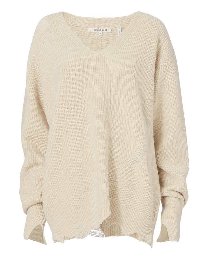 Helmut Lang Distressed V-neck Sweater