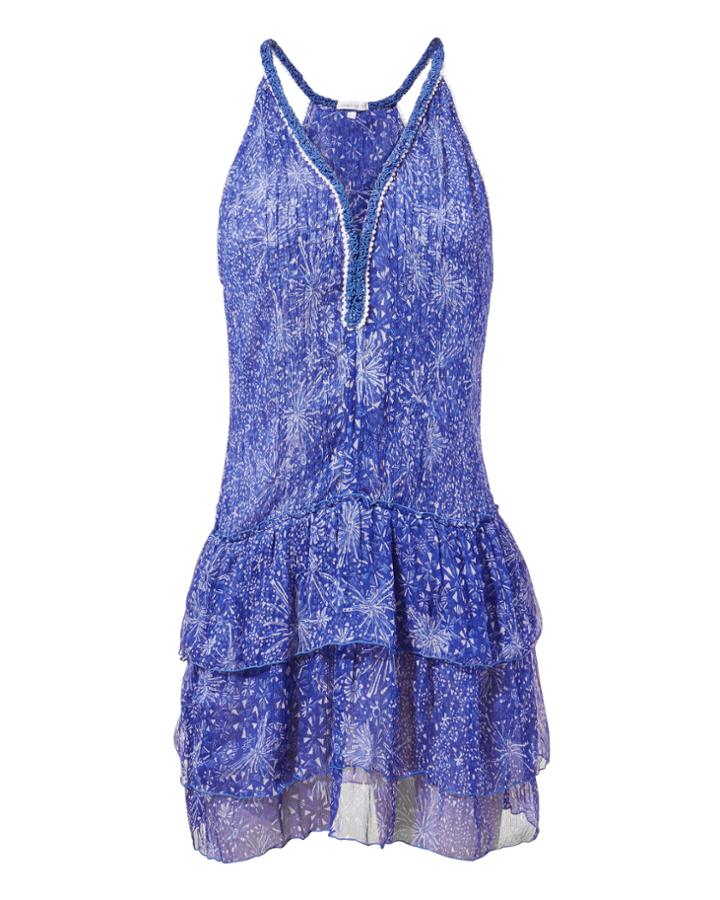 Poupette St Barths Poupette St Barth Betty Ruffle Mini Dress Blue-med S
