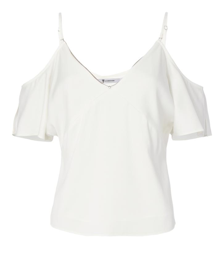 T By Alexander Wang Cold Shoulder Chain Detail Blouse
