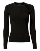 Cushnie Et Ochs Sienna Ring-detailed Black Knit Top Black L