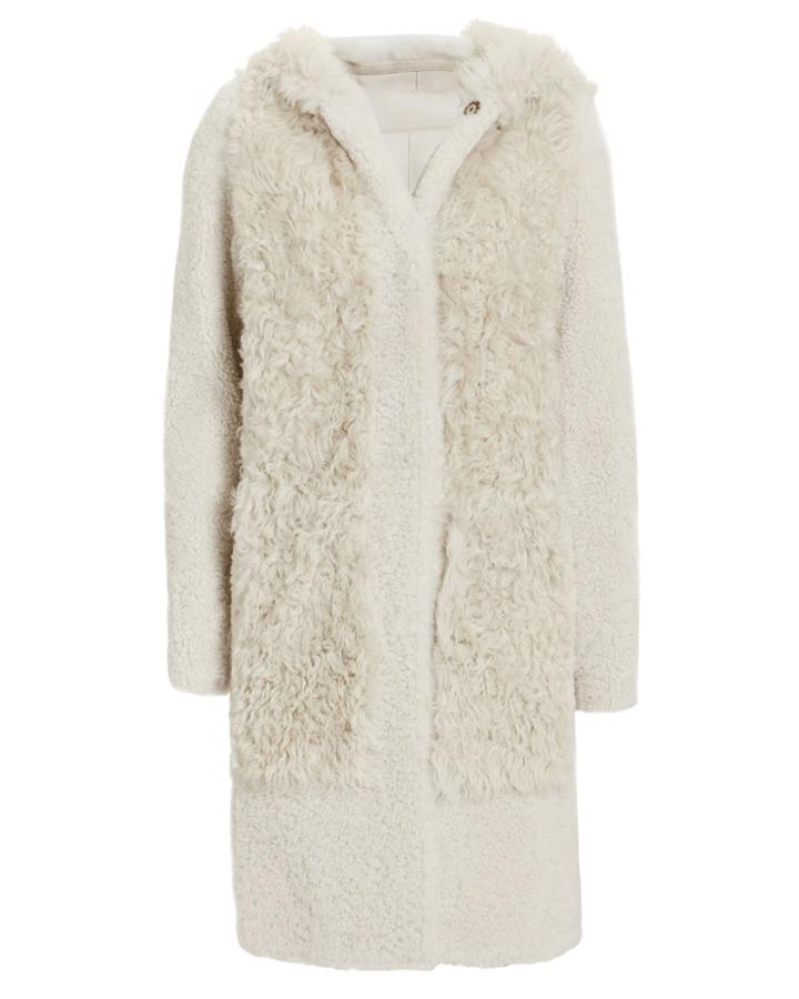 Yves Salomon Textured Shearling Coat Grey-lt 34