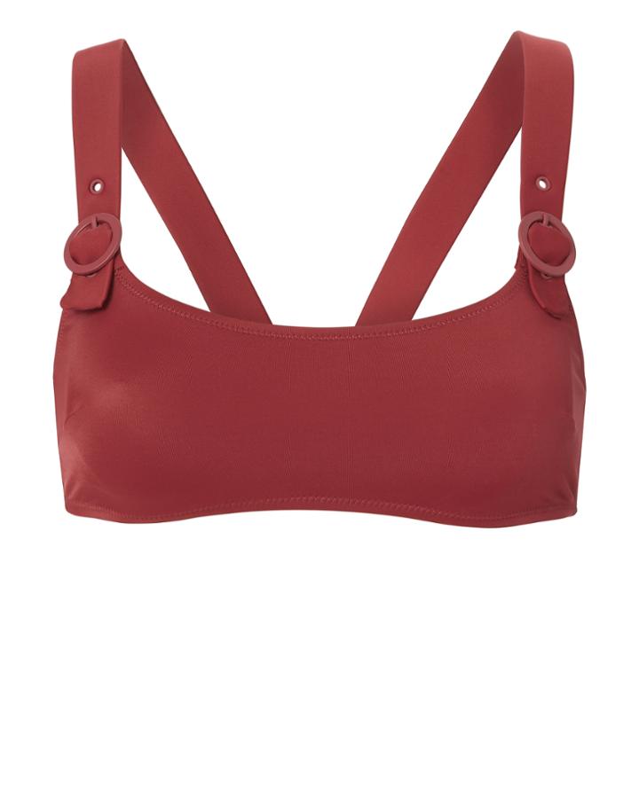 Solid & Striped Evelyn Buckle Bikini Top Red M