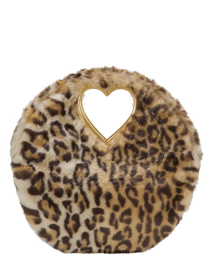 Shrimps Faux Fur Leopard Clutch Multi 1size