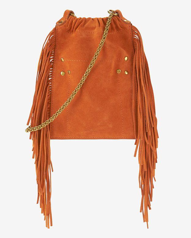 Jerome Dreyfuss Gary Fringe Leather Crossbody: Orange
