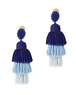 Oscar De La Renta Tiered Tassel Silk Earrings