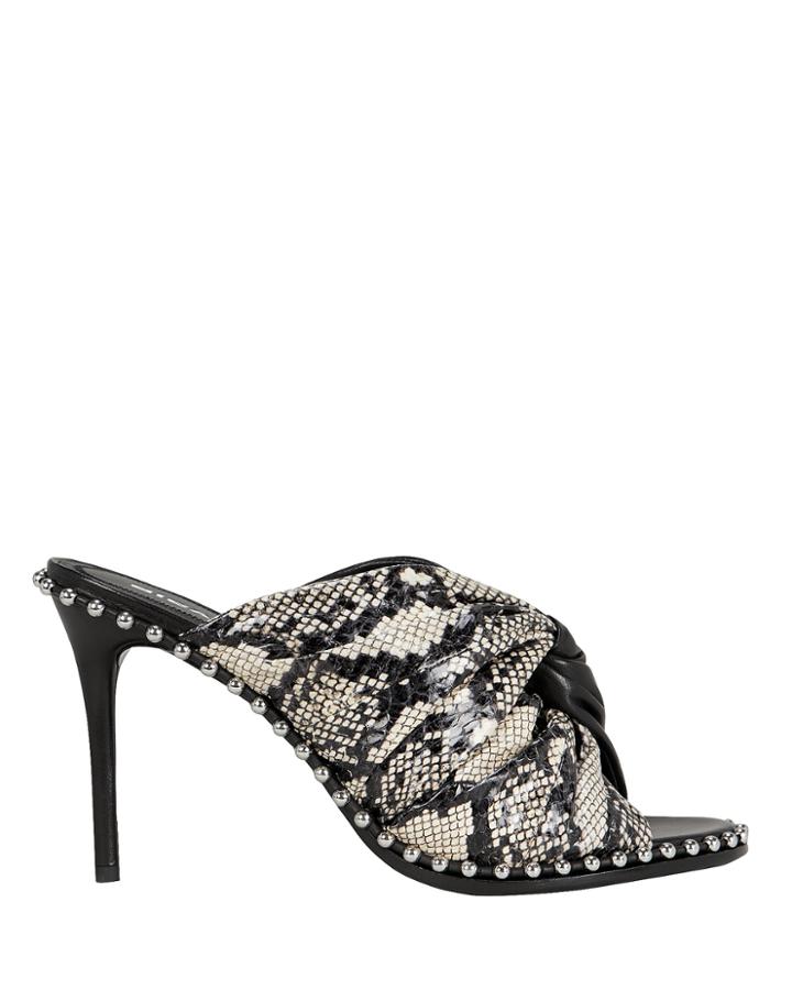 Alexander Wang Lily Half Snakeskin Leather Sandals Black/snakeskin 39