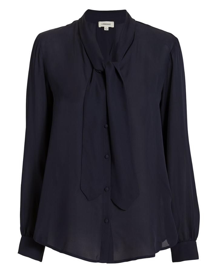 L'agence Gisele Tie Navy Blouse Navy P