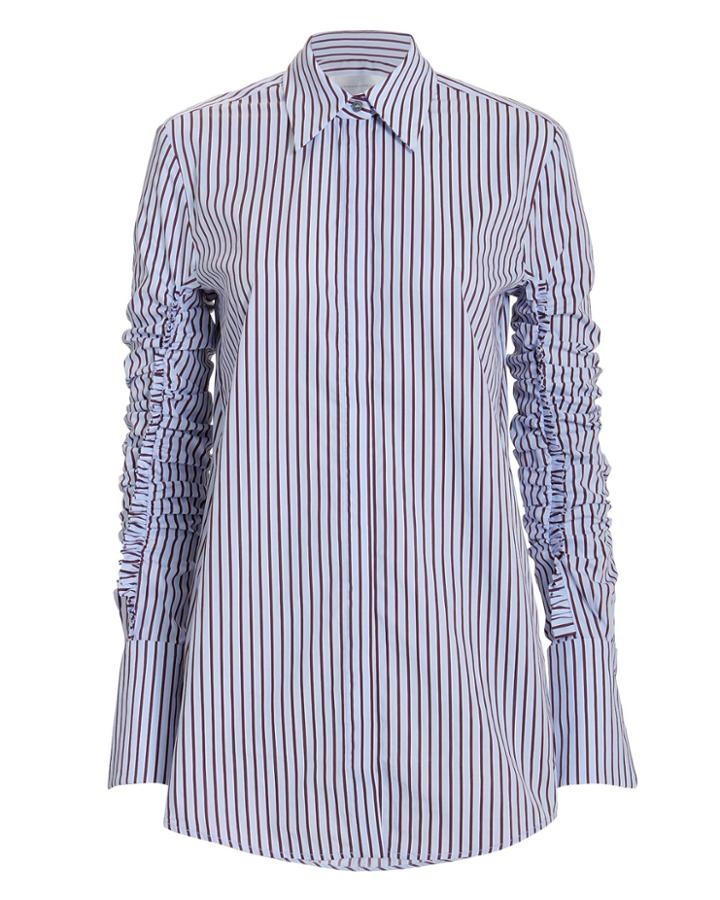 Victoria Victoria Beckham Victoria, Victoria Beckham Gathered Sleeve Poplin Top Blue-lt 4