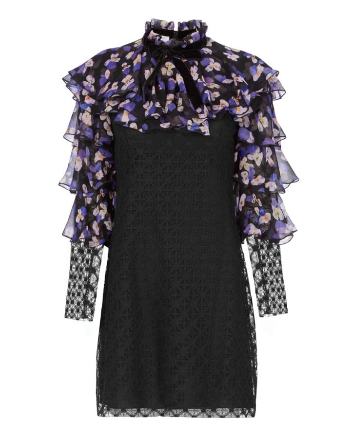 Philosophy Di Lorenzo Serafini Floral Yoke Black Lace Dress