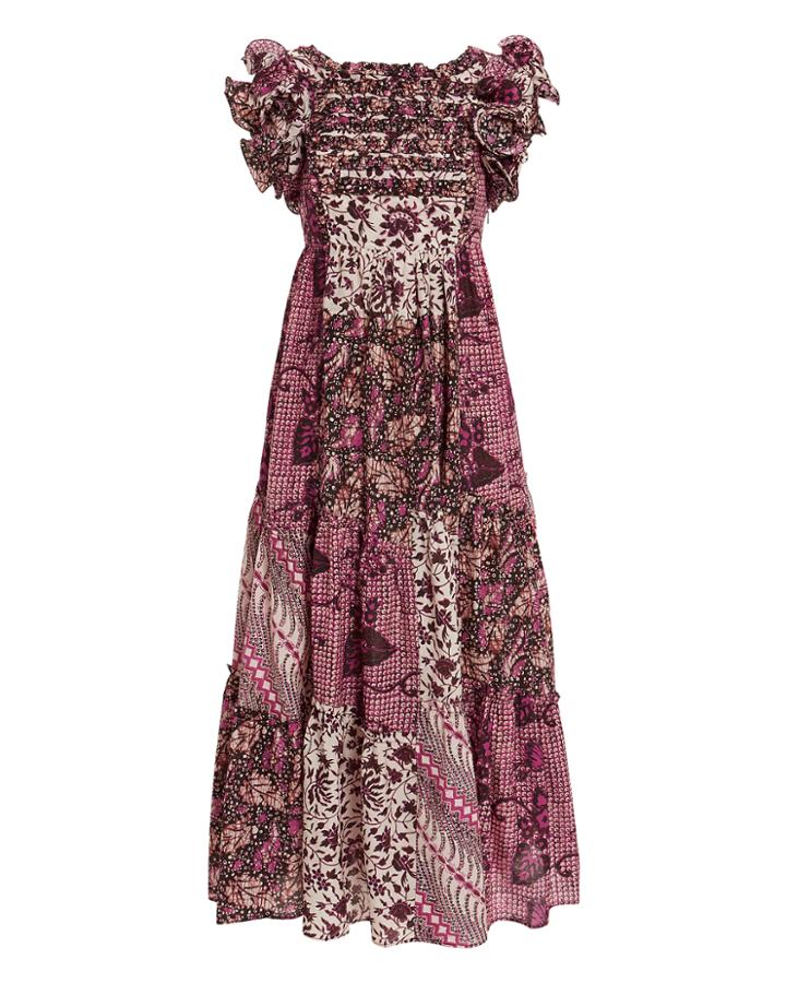 Ulla Johnson Zoya Maxi Dress Fuchsia Patchwork 8