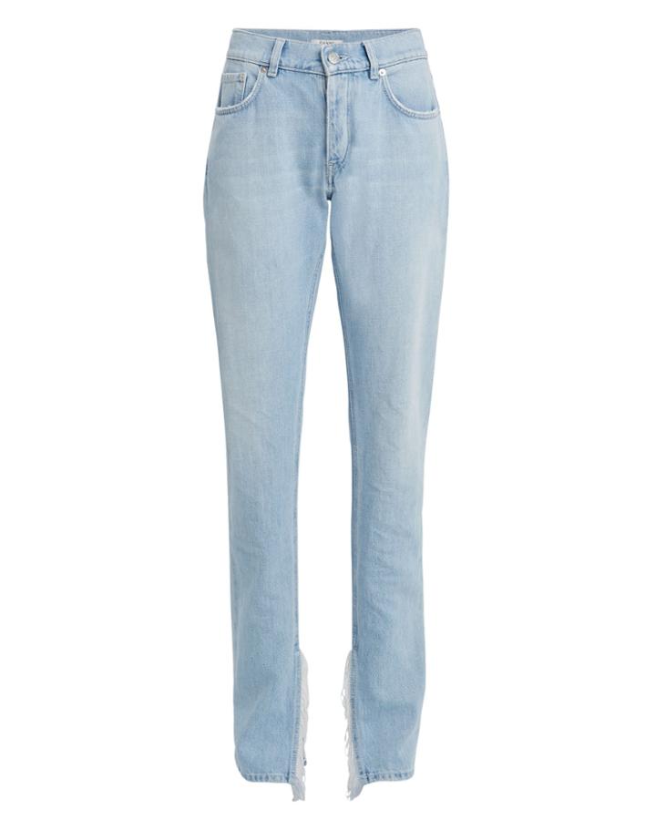 Ganni Fringe Straight Leg Jeans Denim-lt 26