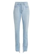 Ganni Fringe Straight Leg Jeans Denim-lt 26