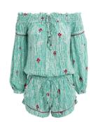 Poupette St Barths Poupette St Barth Clara Romper Aqua/red M