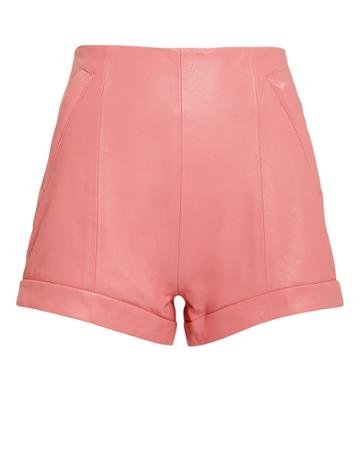 The Mighty Company The Coventry Pink Leather Shorts Pink P