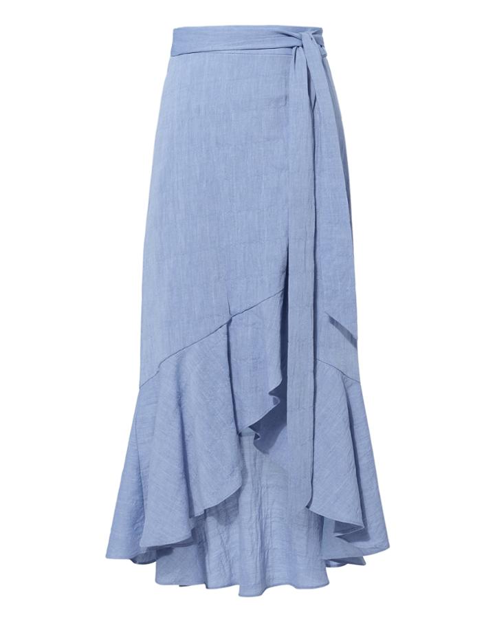 Exclusive For Intermix Intermix Katie Wrap Skirt Denim-lt M