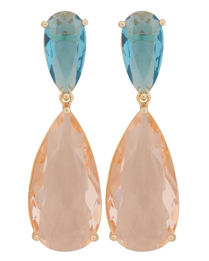 Amber Sceats Gem Pear Drop Earrings Blue/pink/gold 1size