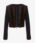 Barbara Bui Collarless Cropped Fur Trim Jacket