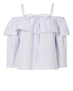 Jonathan Simkhai Cold Shoulder Striped Poplin Top