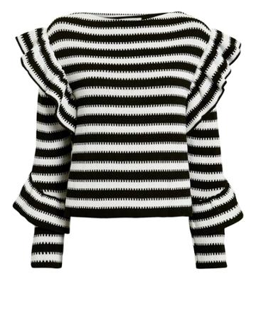 Philosophy Di L.serafini Philosophy Di Lorenzo Serafini Black And White Ruffle Sweater Black/white 38