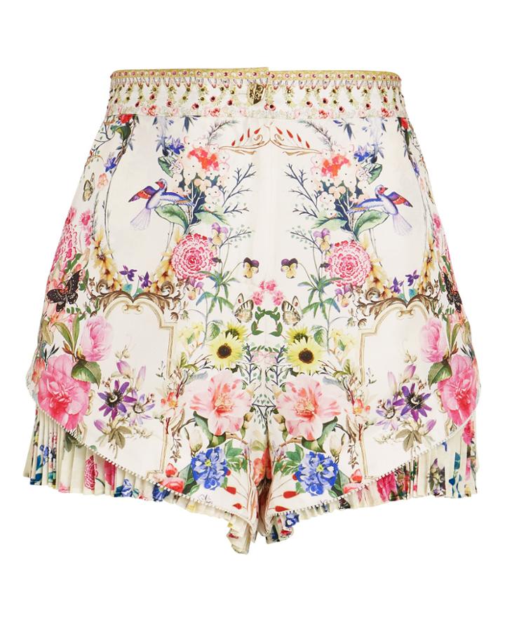 Camilla Versailles Print Ruffle Hem Shorts Ivory/floral L