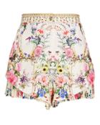 Camilla Versailles Print Ruffle Hem Shorts Ivory/floral L