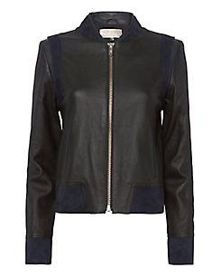 The Mighty Company Peace Sign Leather Bomber Jacket