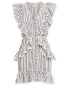 Love Shack Fancy Loveshackfancy India Striped Voile Dress Ivory/blue 4
