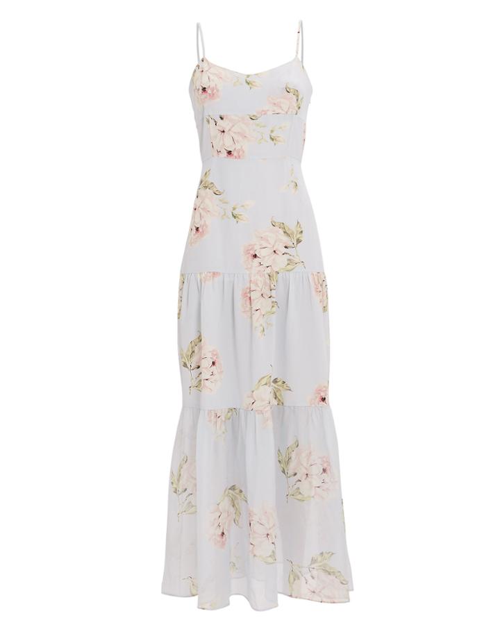 Exclusive For Intermix Intermix Genevieve Floral Printed Maxi Dress Blue/floral 8
