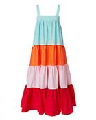 Mds Stripes Colorblocked Tiered Dress