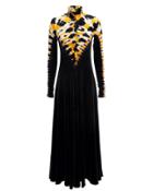 Proenza Schouler Tie Dye Velvet Maxi Dress Black/yellow S