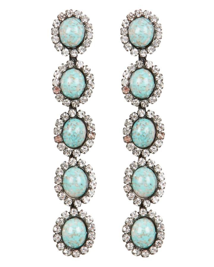 Elizabeth Cole Von Crystal Drop Earrings Silver/turquoise 1size