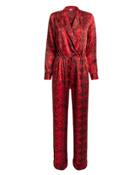 Torn Ronny Kobo Whitney Snakeprint Jumpsuit Red/black Snakeskin Print P