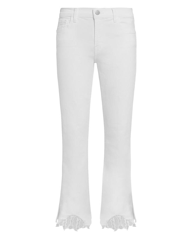 J Brand Selena Lace-trimmed Crop Jeans White 29