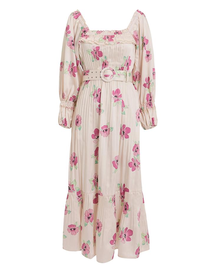 Nicholas Pleated Prairie Dress Pink Floral 8