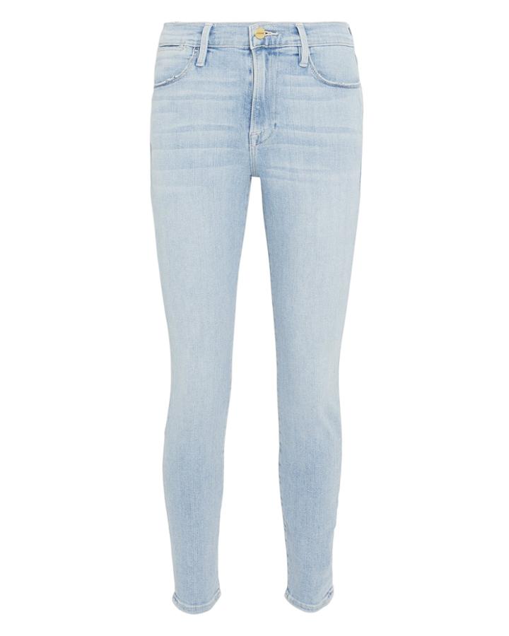 Frame Le High Skinny Ankle Crop Superstar Jeans Light Blue Denim 25