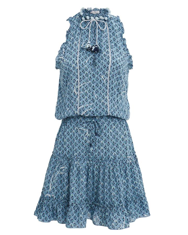 Poupette St Barths Poupette St Barth Clara Ruffle Mini Dress Blue S