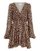 Caroline Constas Olena Silk Leopard Mini Dress Leopard L