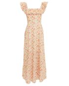 Zimmermann Goldie Linen Maxi Dress Ivory/floral Zero