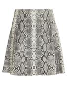 Veda Leather Python-printed Mini Skirt Grey P