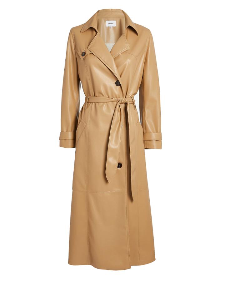 Nanushka Chiara Vegan Leather Trench Coat Beige S