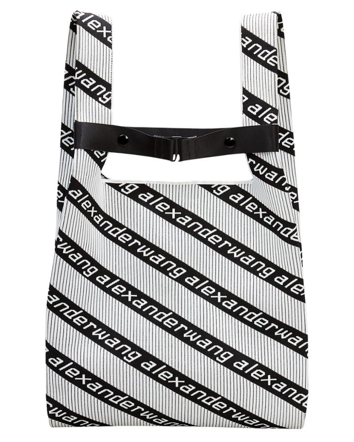 Alexander Wang Diagonal Logo Shopper Tote Black/white 1size
