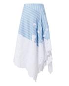 Jonathan Simkhai Lace Hem Striped Skirt Blue-med Zero
