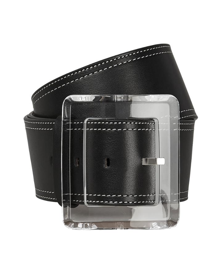 Veronica Beard Corin Leather Belt Black S