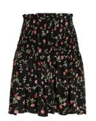 Ganni Printed Georgette Smocked Black Floral Mini Skirt Black Floral 42