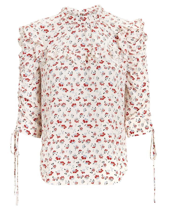 Veronica Beard Howell Floral Blouse White 4